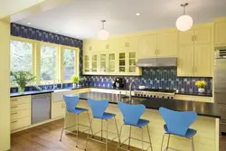 Желто синяя кухня фото