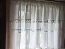 Тюль лен на кухню фото