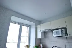 White matte ceiling in the kitchen photo