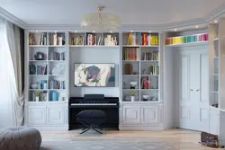Стенки с книжными шкафами в гостиную фото