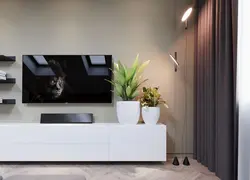 Консоль в интерьере гостиной под телевизором фото