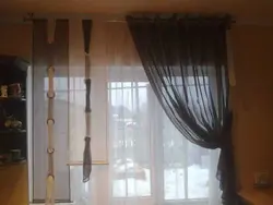 Как повесить шторы если нет карниза на кухне фото