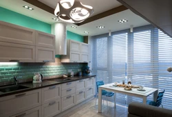 Turquoise brown kitchen interior