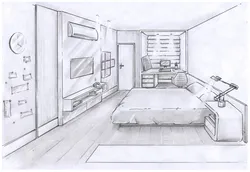 Bedroom interior in perspective