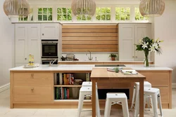 Wooden panels in the kitchen interior