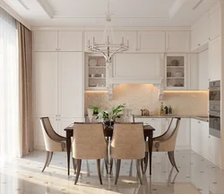 Beige table in the kitchen interior