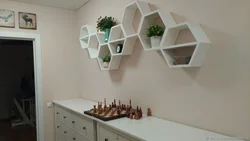 Honeycomb shelves in the kitchen interior