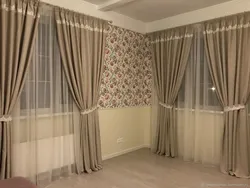 Рогожка шторы в интерьере спальни