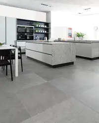 Плитка под бетон в интерьере кухни