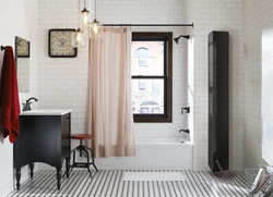 Черная штора для ванной в интерьере