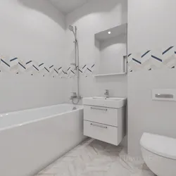Плитка блю шеврон в интерьере ванной