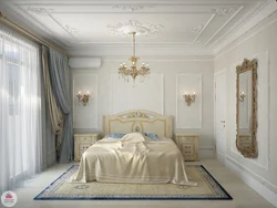 Дизайн спальни с лепниной