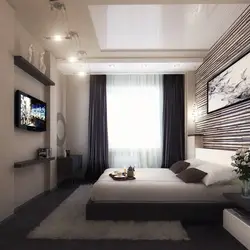 Прямоугольная спальня с балконом дизайн