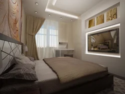 Прямоугольная спальня с балконом дизайн
