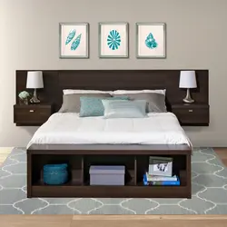 Дизайн спальни с кроватью и тумбами