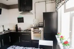 Дизайн кухни в черном цвете хрущевка