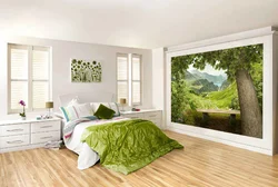 Дизайн спальни с картиной на всю стену