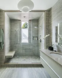 Дизайн душевой комнаты без ванны с окном
