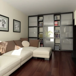 Дизайн гостиной в квартире с диваном и шкафом