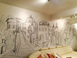 Городской интерьер на стене в квартире