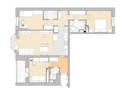 Design of a three-room apartment with two balconies