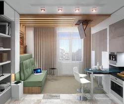 Дизайн однокомнатной квартиры с балконом 30 кв
