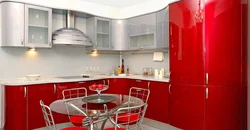 Кухня углом фото красная