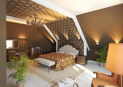 Дизайн гостиной со скошенной стеной