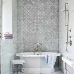 Дизайн ванной с мозаикой серый