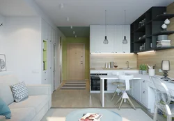 Дизайн студии 20 кв м с кухней пик