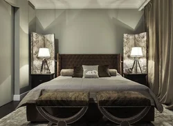 Спальня коричневая кровать фото