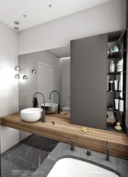 Дизайн ванной с раковиной справа