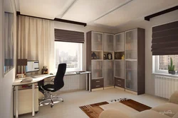 Дизайн кабинета в квартире с одним окном