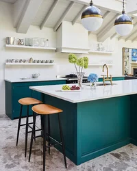 Голубая Зеленая Кухня Фото