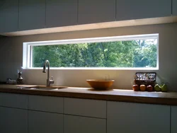 Horizontal window in the kitchen photo