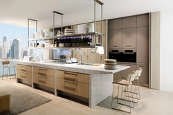 Photo of a kitchen with a large countertop