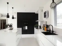 Белая Кухня Черный Диван Фото