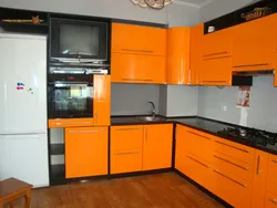 Оранжевая Кухня Черная Столешница Фото