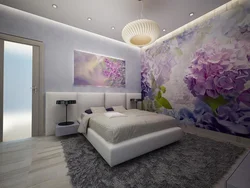 Дизайн спальни фото обои в цветок