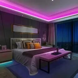 Светодиодная подсветка потолка в спальне фото