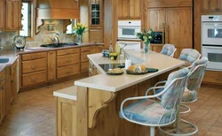 Corner kitchens for a wooden house photo