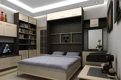 Bedroom built-in furniture with bed photo