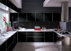 Столешницы для кухни фото с черной плиткой