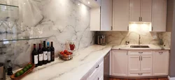 Kitchen design with white marble countertop photo