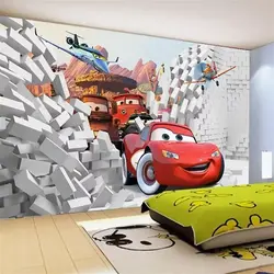 3D photo wallpaper on the wall in a children's bedroom