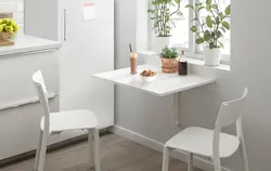 Обеденный стол для маленькой кухни к стене фото