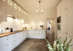 Kitchen interior white ceiling