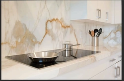 Beige marble in the kitchen interior