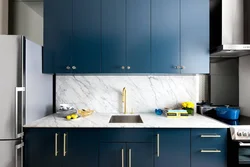 Kitchen interior blue and gold