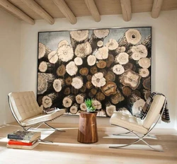 Деревянные панно в интерьере гостиной
